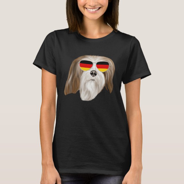 German Flag Lhasa Apsos Dog Germany Pocket T-Shirt (Vorderseite)