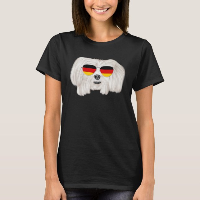 German Flag Maltese Dog Germany Pocket T-Shirt (Vorderseite)