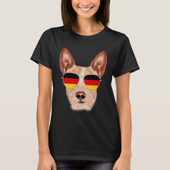 German Flag Portuguese Podengo Pequeno Dog Germany T-Shirt (Vorderseite)
