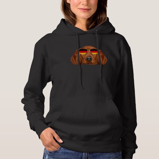 German Flag Redbone Coonhound Dog Germany Pocket Hoodie (Vorderseite)