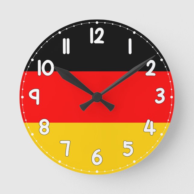 German Flag Wall Clock - Flag of Germany Runde Wanduhr (Vorderseite)