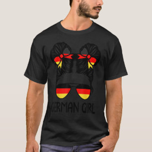German Girl Messy Bun Deutschland Pride Patriotic T-Shirt