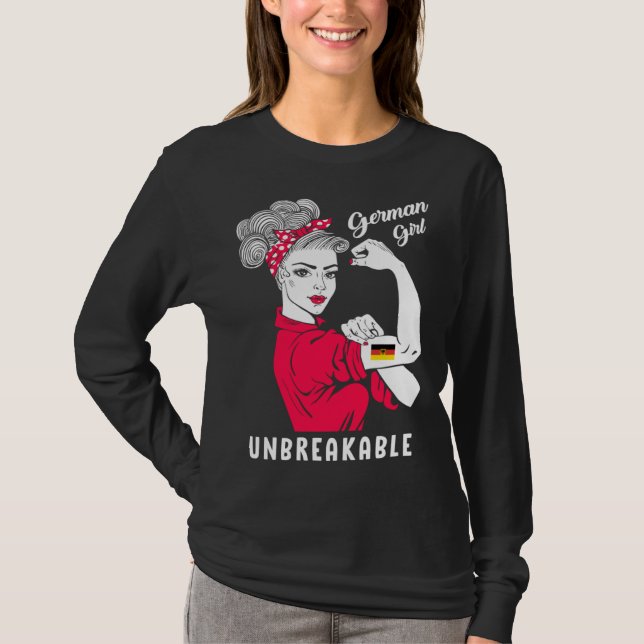 German Girl Unbreakable Strong German Girl Flag T-Shirt (Vorderseite)