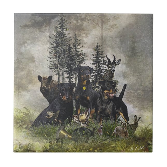 German Hunting Terrier (Jagdterre) Fliese (Vorderseite)
