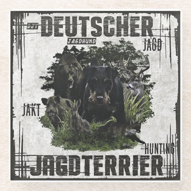 German Hunting Terrier (Jagdterre) Glasuntersetzer (Vorderseite)