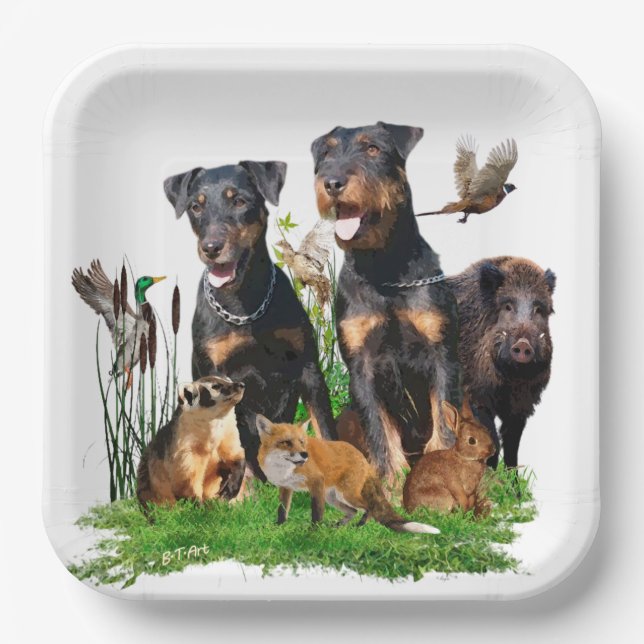 German Hunting Terrier (Jagdterre) Pappteller (Vorderseite)