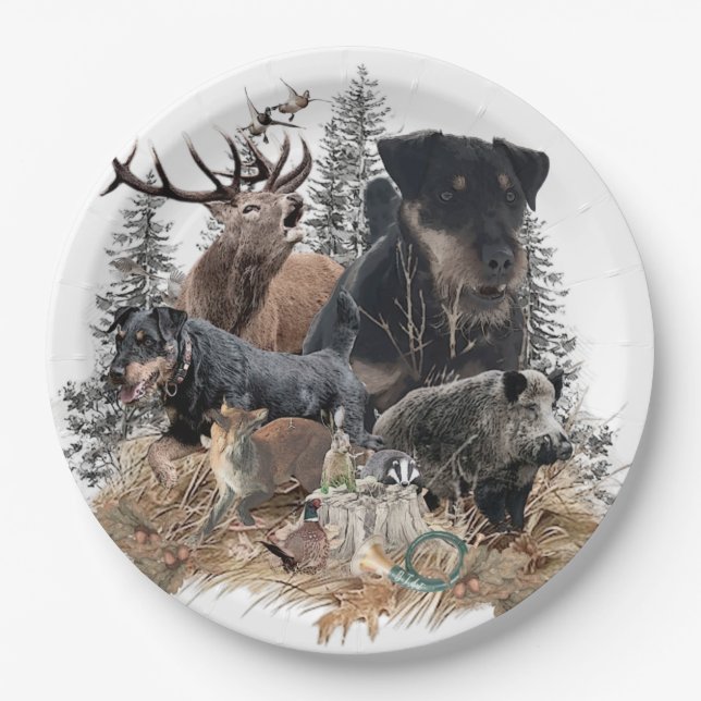 German Hunting Terrier (Jagdterre) Pappteller (Vorderseite)