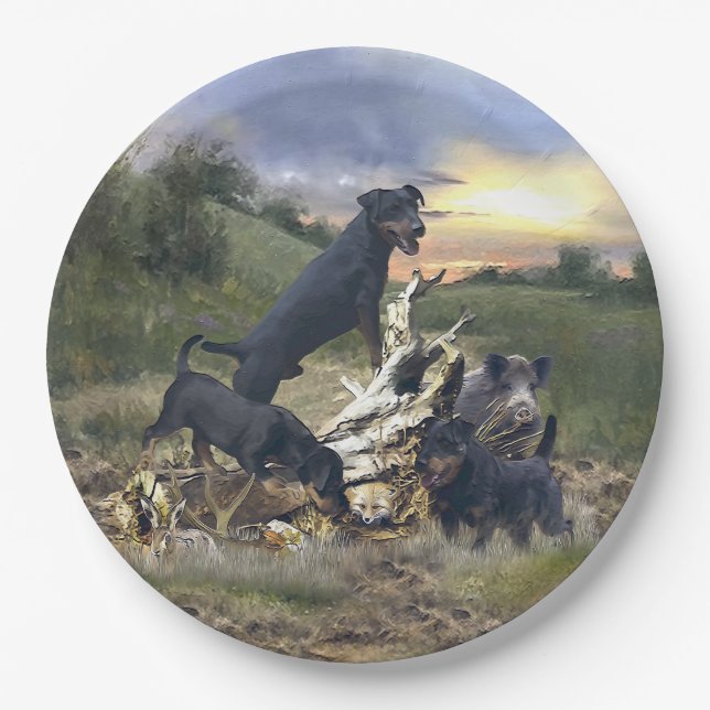 German Hunting Terrier (Jagdterre) Pappteller (Vorderseite)