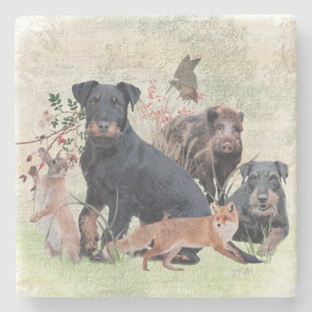 German Hunting Terrier (Jagdterre) Steinuntersetzer (Vorderseite)