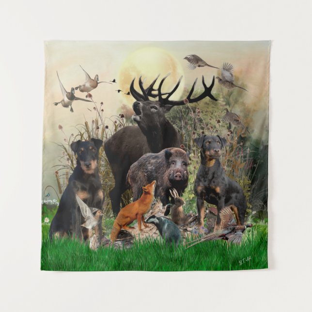 German Hunting Terrier (Jagdterre) Tapestry Wandteppich (Vorderseite)