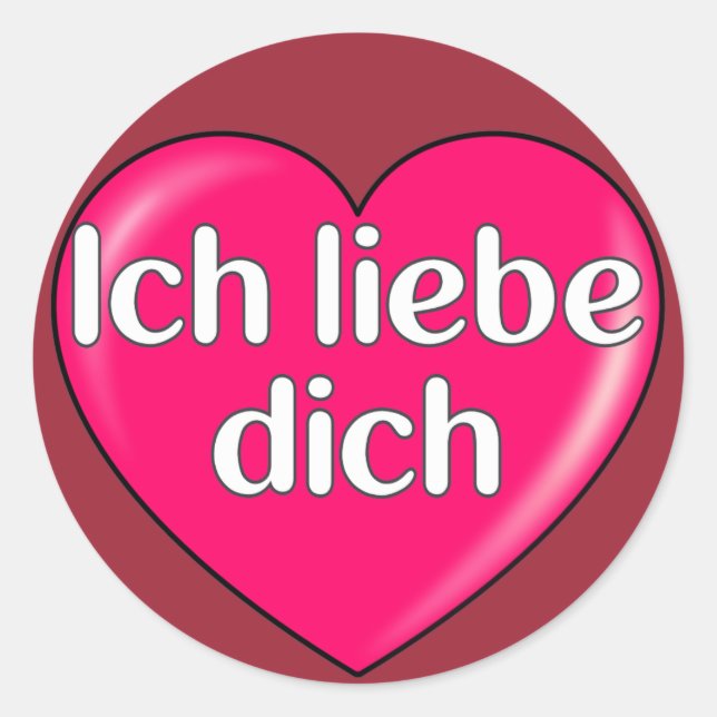 German - I love you Runder Aufkleber (Vorderseite)