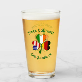 German Irish American Flags Kleeblatt Personalisie Glas