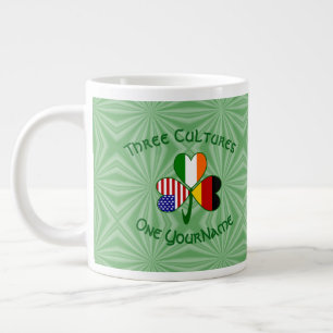 German Irish American Flags Kleeblatt Personalisie Jumbo-Tasse