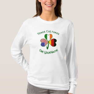 German Irish American Flags Kleeblatt Personalisie T-Shirt
