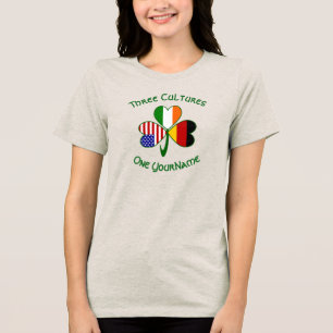 German Irish American Flags Kleeblatt Personalisie Tri-Blend Shirt