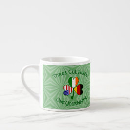 German Irish USA Flags Kleeblatt Personalisiert Espressotasse
