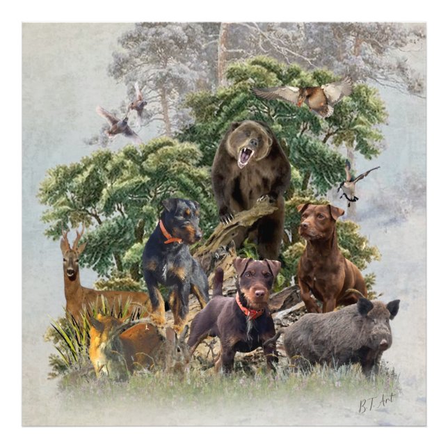 German Jagdterer , immer bereit zur Jagd Fotodruck (Vorne)