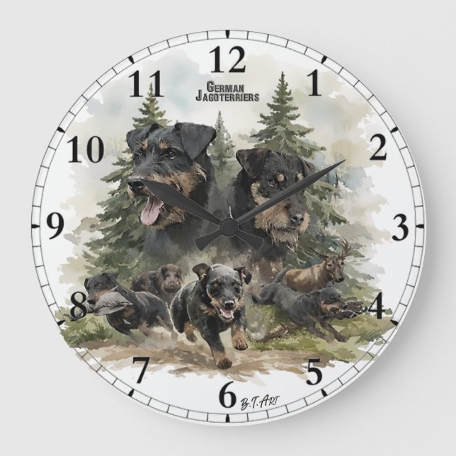 German Jagdterriers Große Wanduhr (Vorderseite)