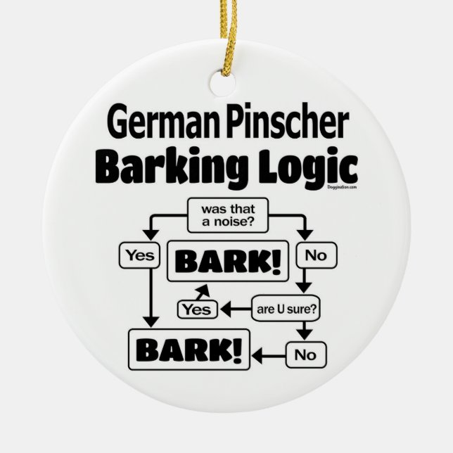 German Pinscher Barking Logic Keramik Ornament (Vorne)