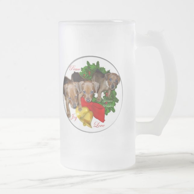 German Pinscher Christmas Geschenke Mattglas Bierglas (Rechts)