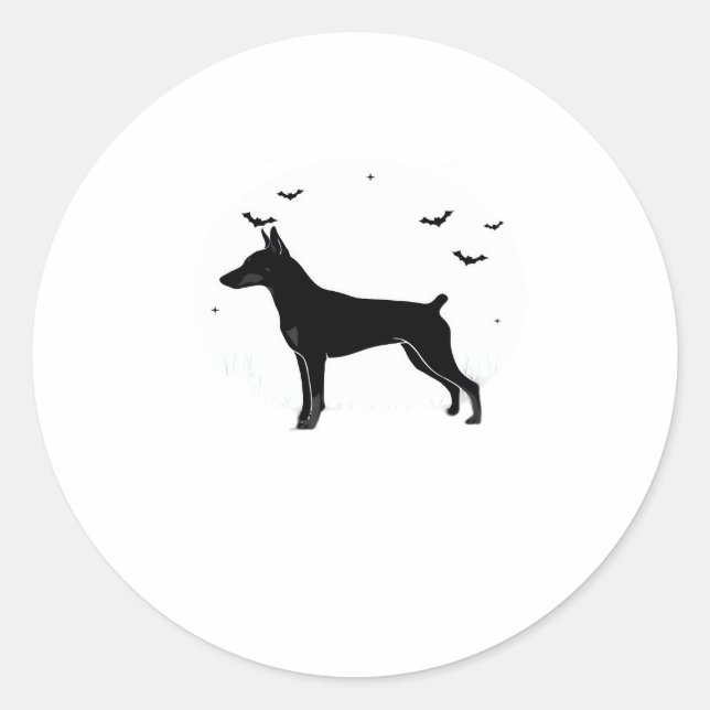 German Pinscher Dog � Halloween Moon Silhouette Cl Runder Aufkleber (Vorderseite)