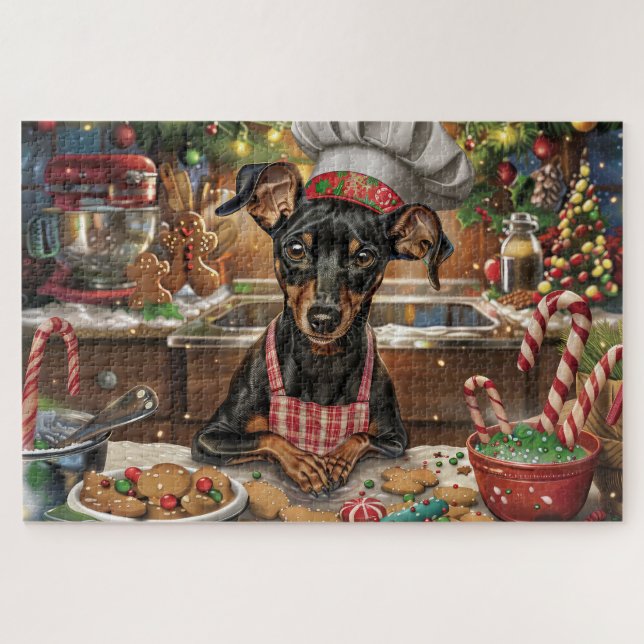 German Pinscher Holiday Baking: Feierliche Weihnac Puzzle (Horizontal)