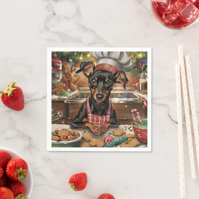 German Pinscher Holiday Baking: Feierliche Weihnac Serviette (Beispiel)