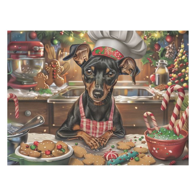 German Pinscher Holiday Baking: Feierliche Weihnac Tischdecke (Vorderseite (Horizontal))