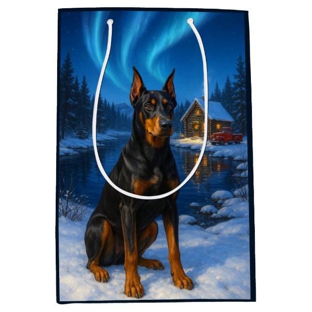 German Pinscher Holiday Card Mittlere Geschenktüte (Vorderseite)