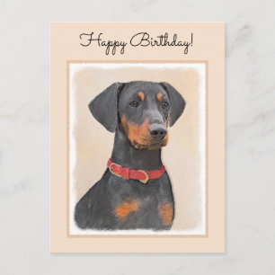 German Pinscher Painting - Niedliche Original Dog Postkarte