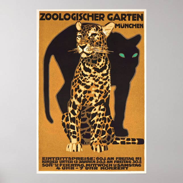German Poster Leopard Zoo Munich, Germany by (Vorne)
