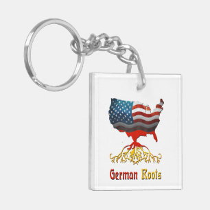 German Roots American Map Schlüsselanhänger