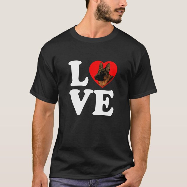 German Sheherd Fog GSD Love Heart T-Shirt (Vorderseite)
