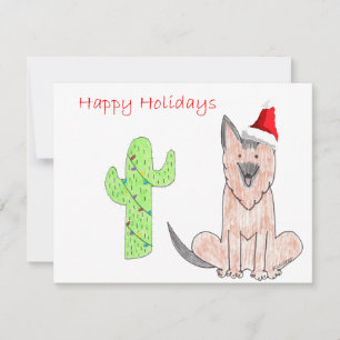 German Shepard Dog Cactus Christmas Feiertagskarte
