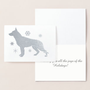 German Shepard Dog GSD Schneeflocken Folienkarte