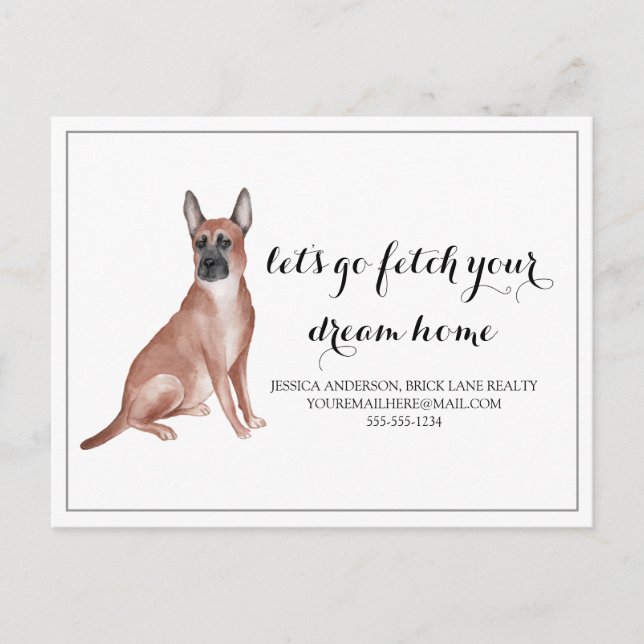 German Shepard Dog Real Anwesen Kaufen Marketing Postkarte (Vorderseite)