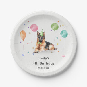 German Shepher Puppy Dog Kindergeburtstag Party Pappteller