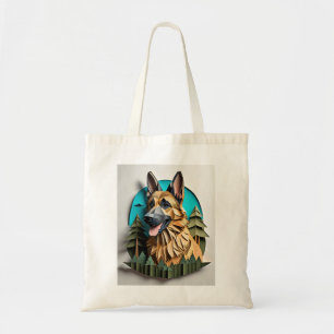 German Shepherd 3D Paper Art Design T - Shirt Tragetasche