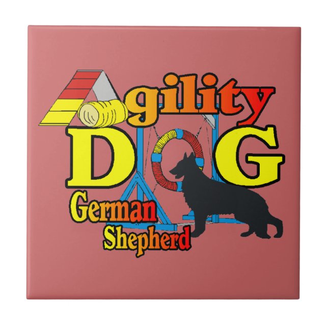 German Shepherd Agility Fliese (Vorderseite)