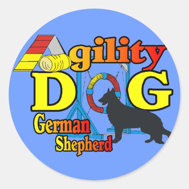 German Shepherd Agility Shirts Geschenke Runder Aufkleber (Vorderseite)