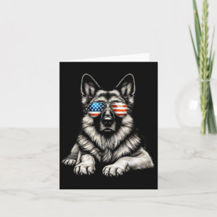 German Shepherd American Flag Sungles Patriotic Karte