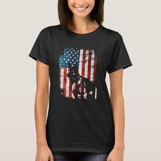 German Shepherd American Flag USA Patriotic Dog T-Shirt (Vorderseite)