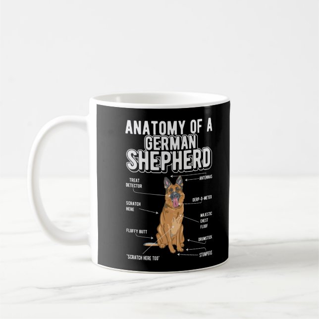German Shepherd Anatomy Funny Dog Kaffeetasse (Links)