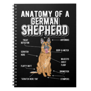 German Shepherd Anatomy Funny Dog Notizblock