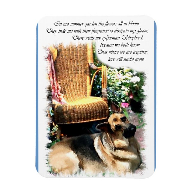 German Shepherd Art Summer Garden Magnet (Vertikal)