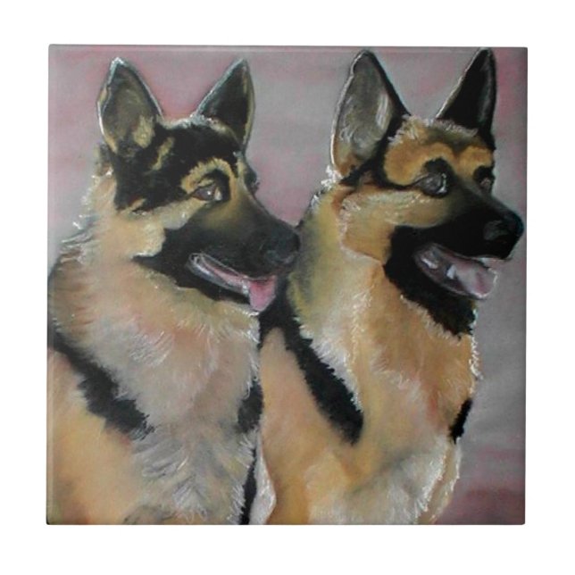 German Shepherd Art Tile Fliese (Vorderseite)