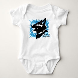 German Shepherd Baby Bodysuit Blue Strampler