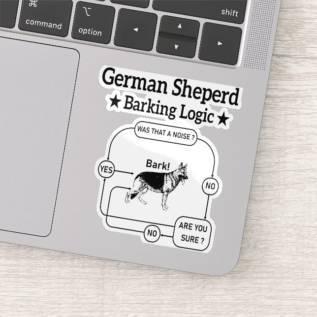 German Shepherd Barking Logic Funny Dog Sarcastic Aufkleber (Detail)