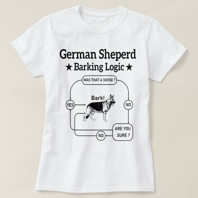 German Shepherd Barking Logic Funny Dog Sarcastic T-Shirt (Design vorne)
