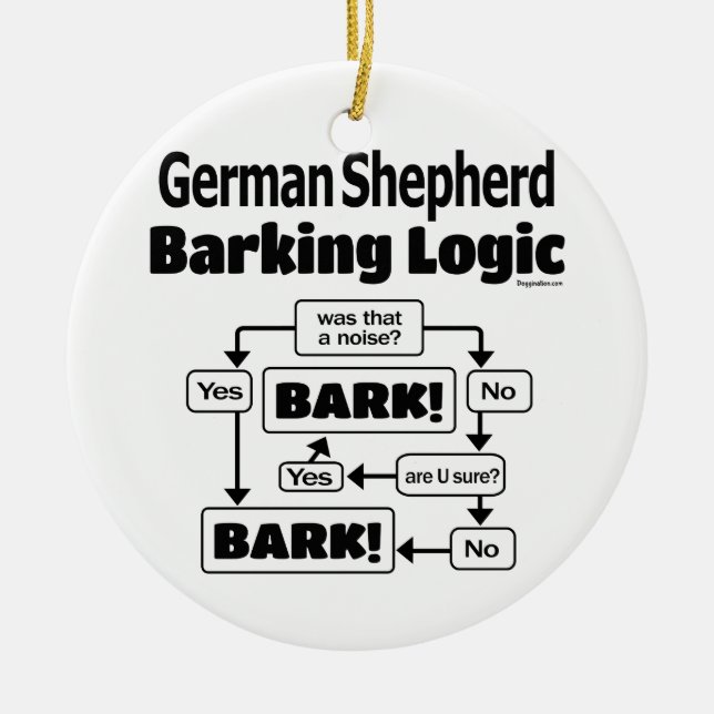 German Shepherd Barking Logic Keramik Ornament (Vorne)